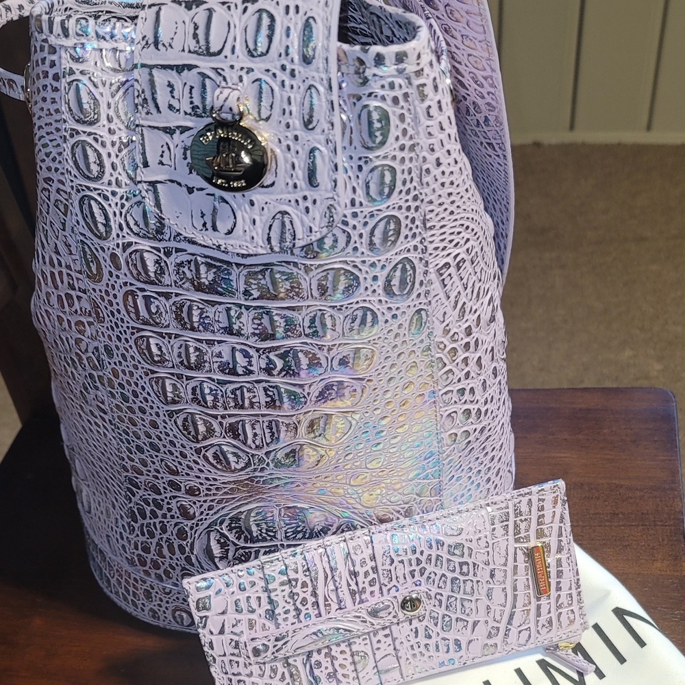 Brahmin Violet Wonderland Allie Sling Bag with Credit Card Holder